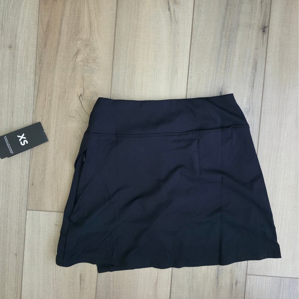 IBKUL Solid Faux Wrap Skort Black 26000 Activewear Skort Women Sz XS NWT - Picture 9 of 15